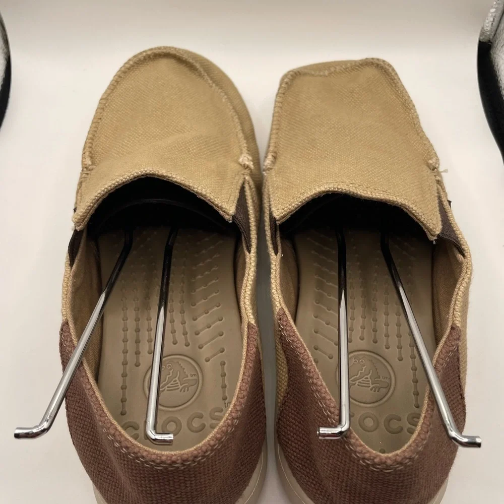 Crocs Santa Cruz Casual Tan and Brown Slip-On Shoes size 5